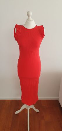 Maxikleid korallenrot Gr 34, Baumwolle