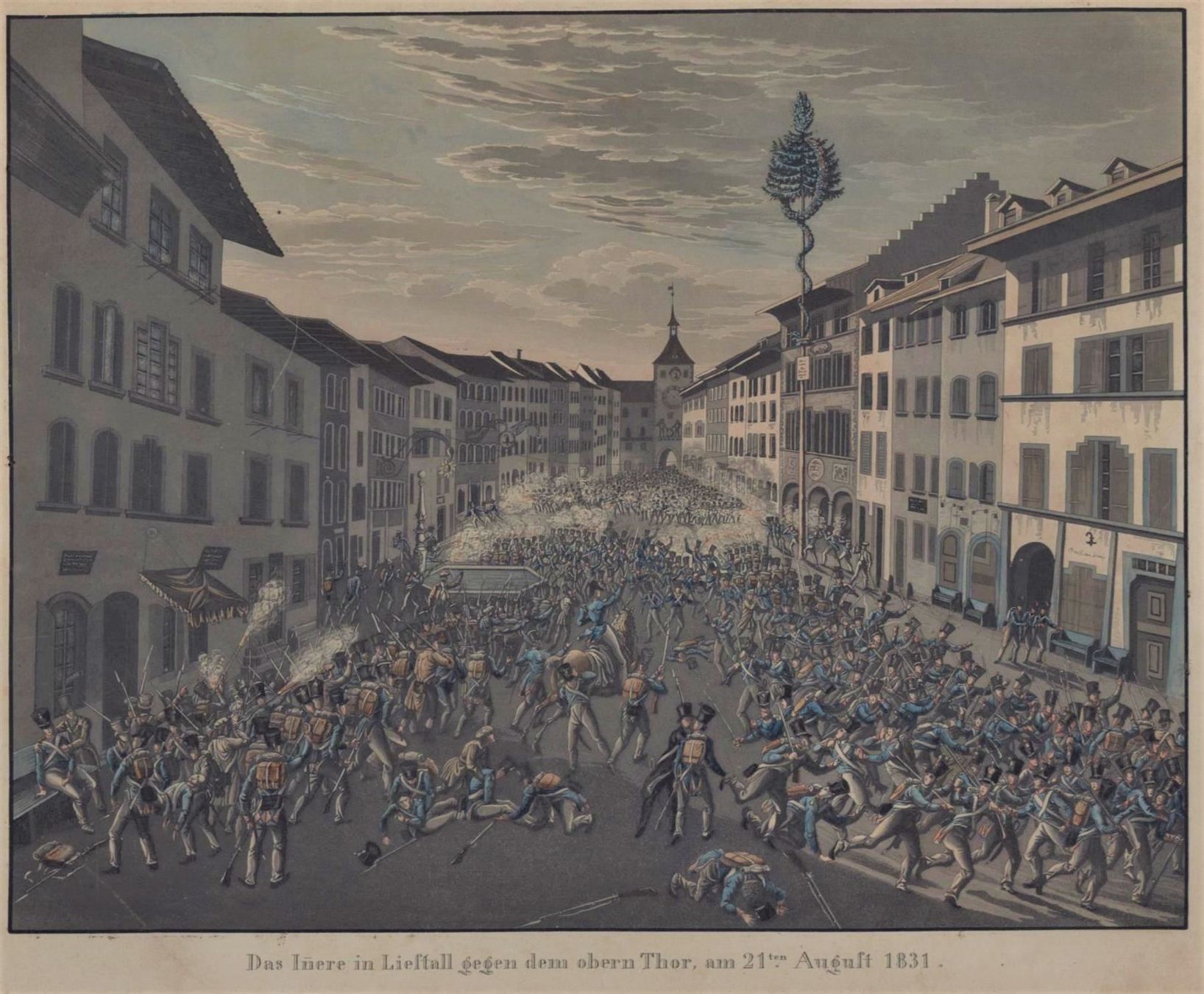 Incisioni: Liestal Innenansicht Aquatinta 1831 – Usato da Rafz venduto da Helvet32 1