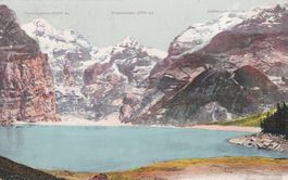 Oeschinensee Postkarte, 1908, Fründernhorn mit Hotelstempel