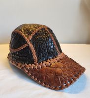 Vintage Kaiman Leder Cap Basecap Handarbeit