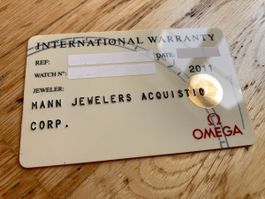 INTERNATIONAL WARRANTY Garantiekarte von OMEGA, blanko