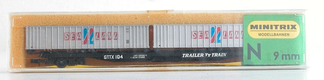 Arnold Modellini di ferrovie: Arnold Rapido US Containerwagen GTTX Spur N – Usato da Oberwil BL venduto da Klang 5