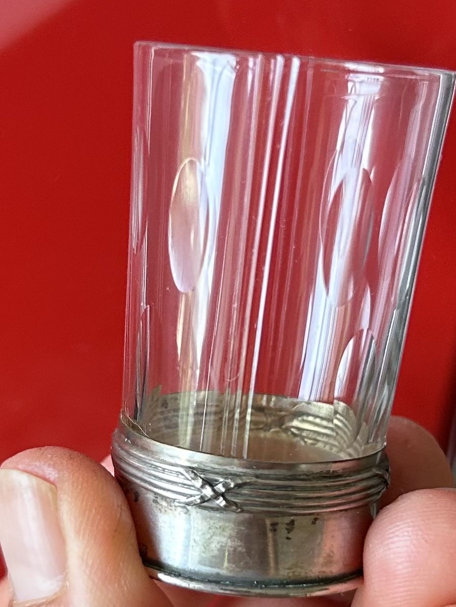 Gläser: 6 Liqueur-Glaser mit Silberrand  – Gebraucht aus Lengnau AG von Mefari 3