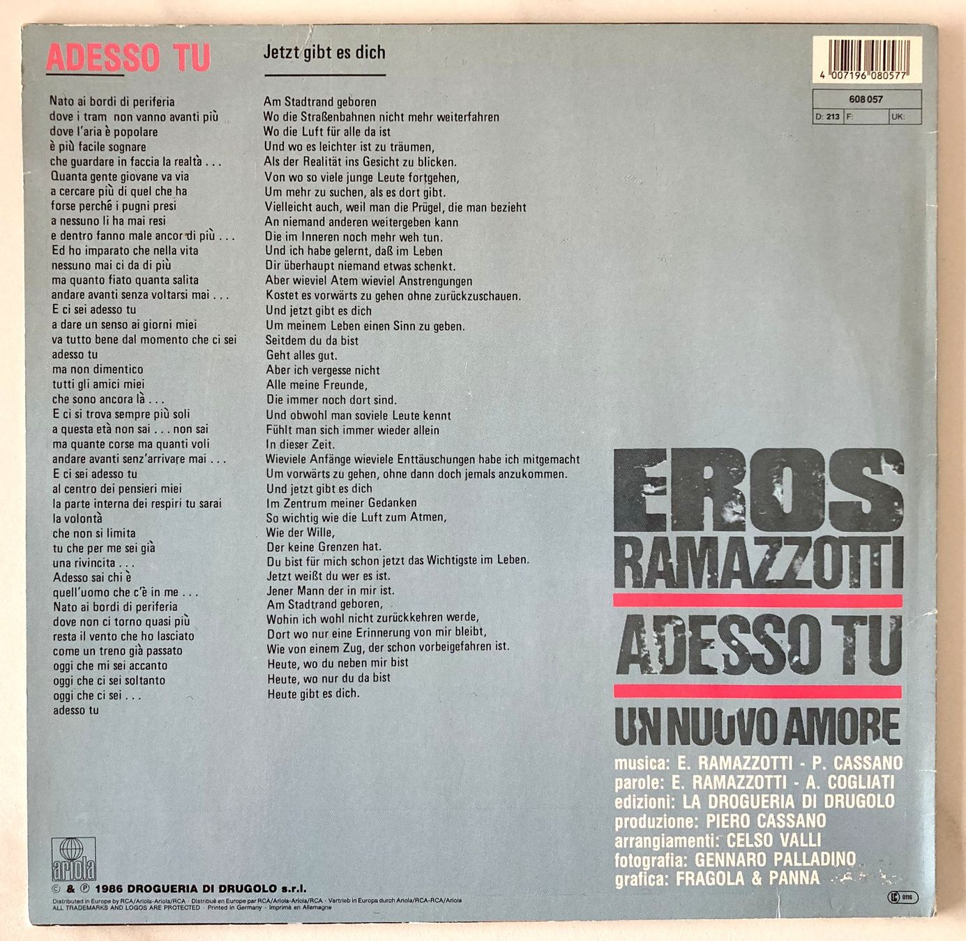 Schallplatten: EROS RAMAZZOTTI - ADESSO TU – Gebraucht aus Bottens von hotter-than-hell 1