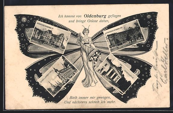 Cartoline postali: Schmetterlings-AK Oldenburg / Oldenburg, – Usato da Berlin venduto da bartko-reher