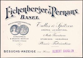 1908 BASEL Eichenberger & Pernaux, Tulles & Spitzen Litho-PK