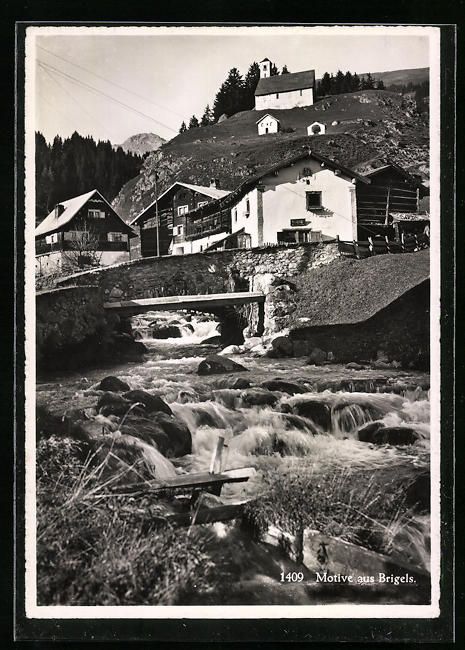 Cartoline postali: AK Brigels, Ortspartie mit Kirche, 1944 – Usato da Berlin venduto da bartko-reher