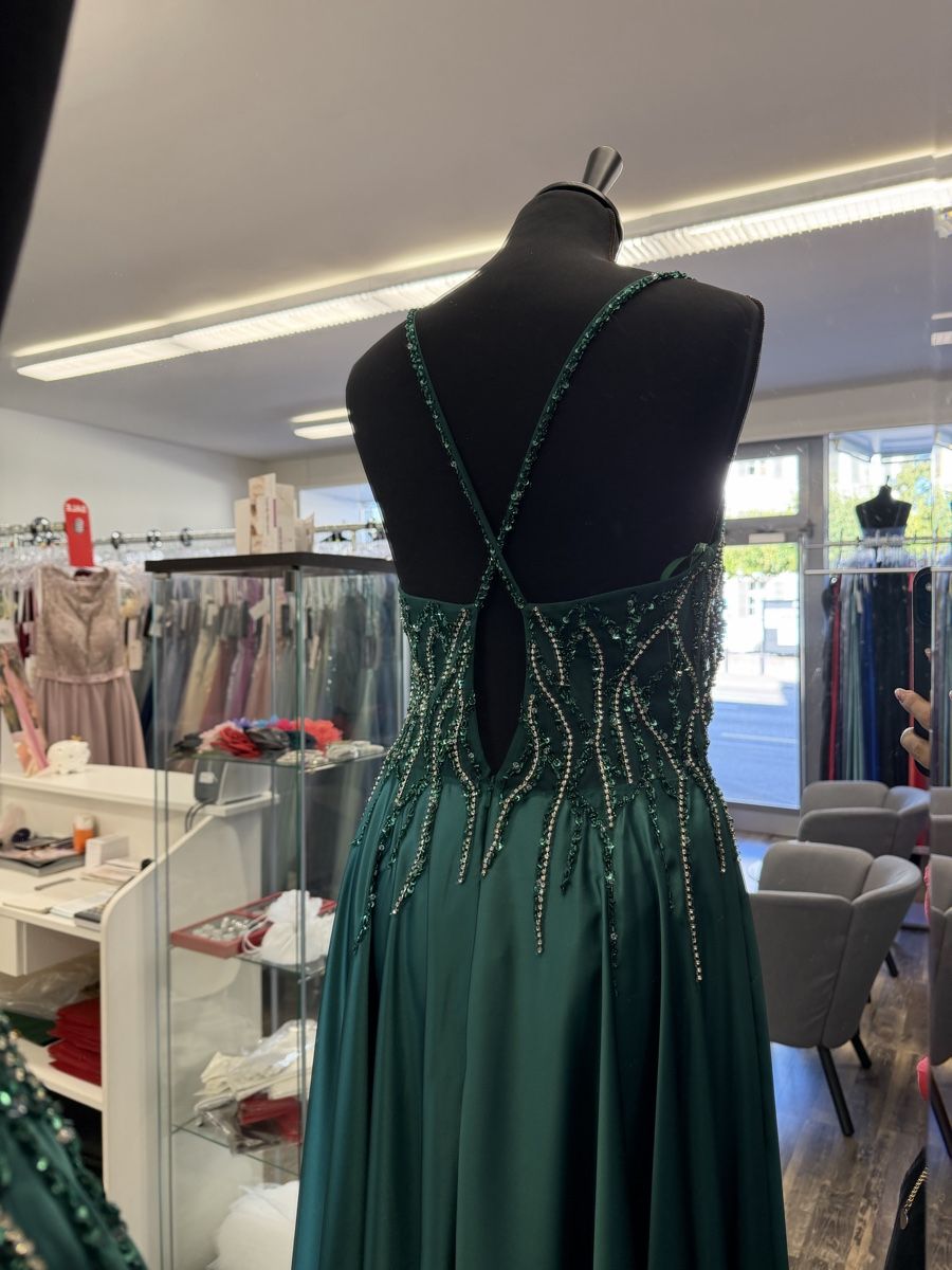 Vestiti: Abendkleid dunkelgrün mit Perlen Grösse 38 – Nuovo e nell'imballaggio originale da Schlatt ZH venduto da xhesiesi 2