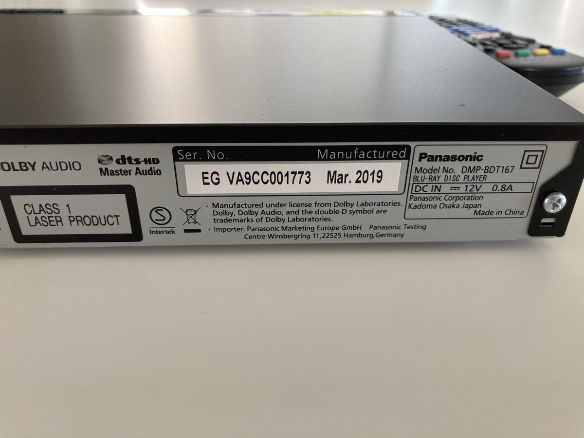 Tutti i DVDs: Panasonic Blu-ray Disc Player DMP-BDT167 mit Zubehör – Usato da Mörschwil venduto da Appenzell2 4