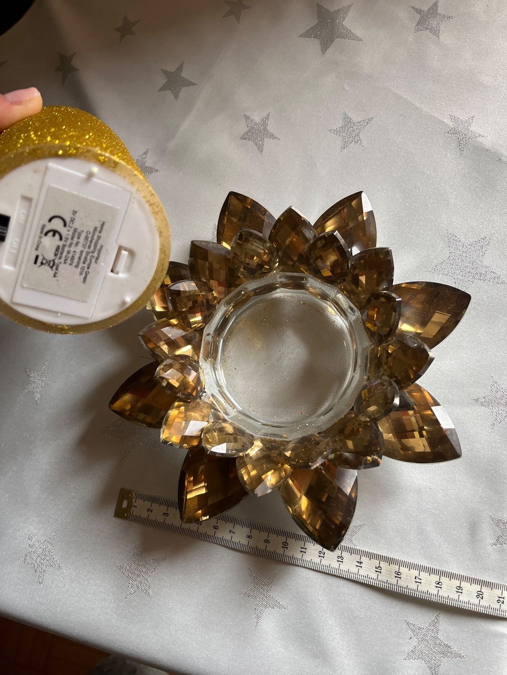 Kerzenständer: Kerzenständer Kristall mit LED Kerze Gold – Gebraucht aus Zürich von becca0041 2