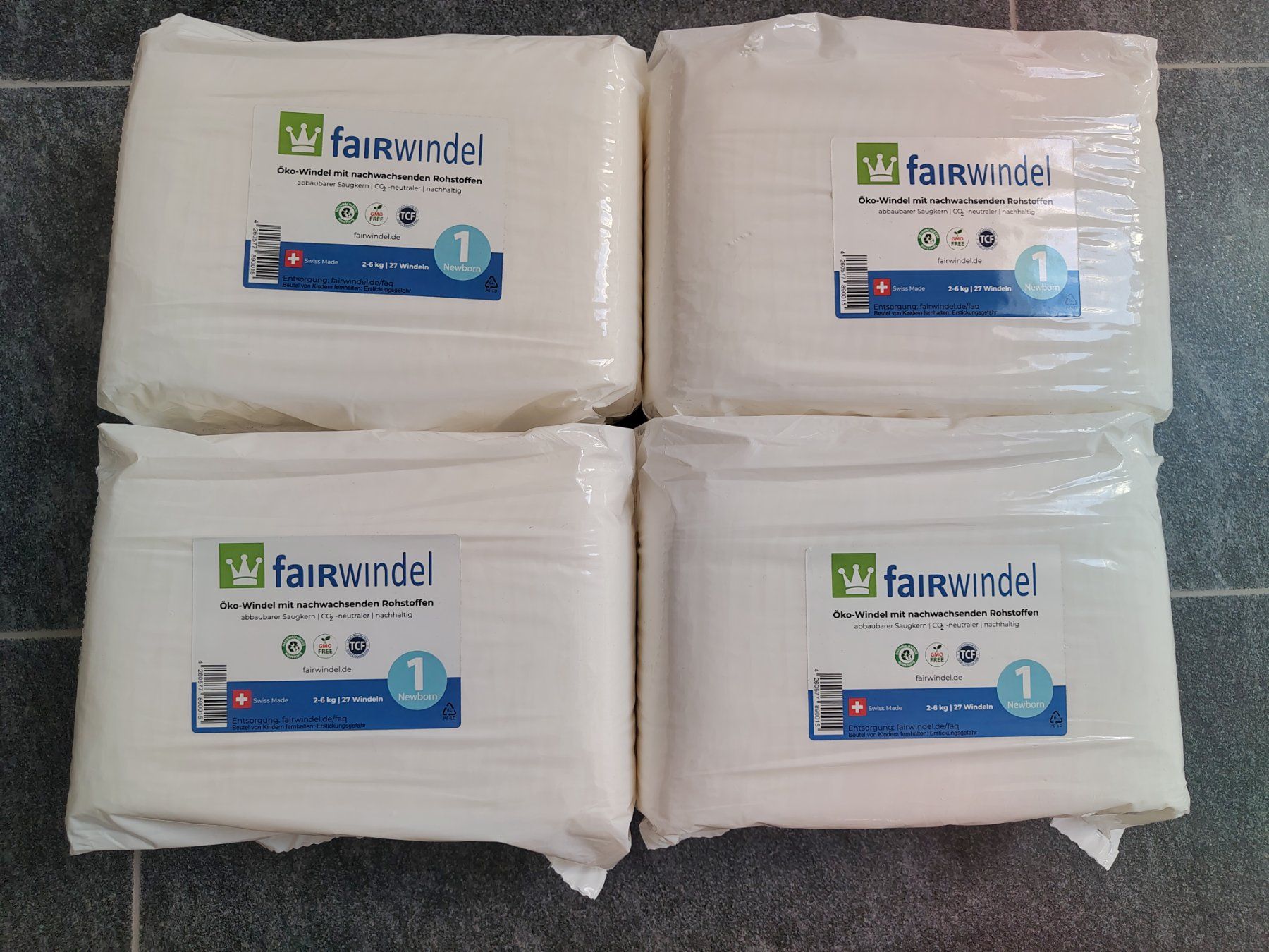 Windeleimer & Windeln: Fairwindeln Newborn 4 Pakete – Neu und originalverpackt aus Mühlethurnen von mma0302