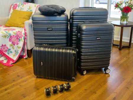 5er Koffer SET S M L XL bis 71cm + Flugzeugkissen BLACK NEU