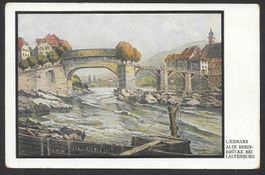 Laufenburg Alte Rheinbrücke Künstlerkarte Liebmann
