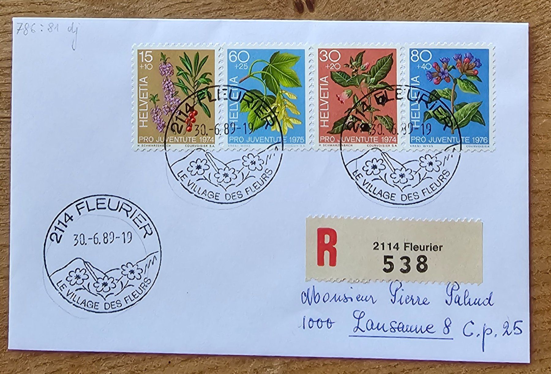 Tous les timbres: Lettre recommandée avec obl. spéciale FLEURIER 30.6.89 – Neuf (Voir description) à Les Valettes par Nuba1