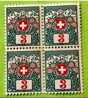 4 er Block Schweizer und Alpenrosen UNGESTEMPELT  