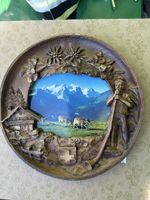 Antiker Wandteller/Dekoteller Schweiz Folklore Motiv