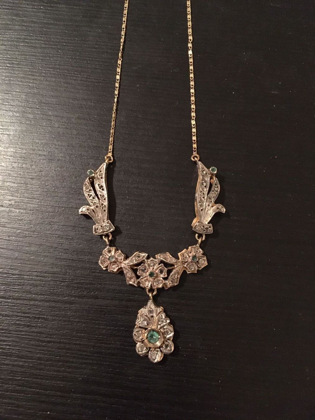 Ketten: ArtDeco? Jugendstil? Kette mit Smaragden – Gebraucht aus Jonen von Lux.K.