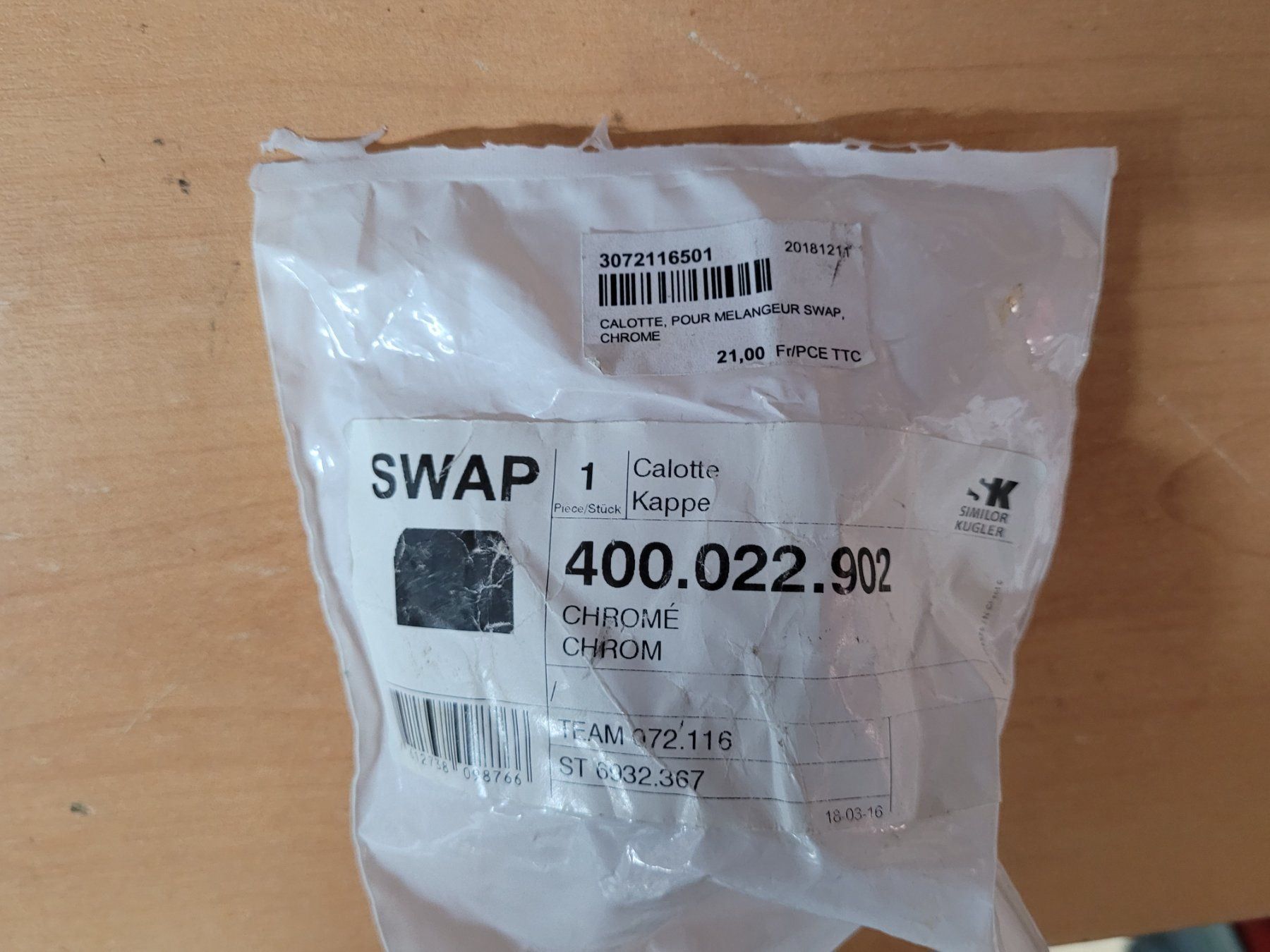 Rubinetteria: Similor Kugler Calotte SWAP – Nuovo e nell'imballaggio originale da Bionnens venduto da Meg011