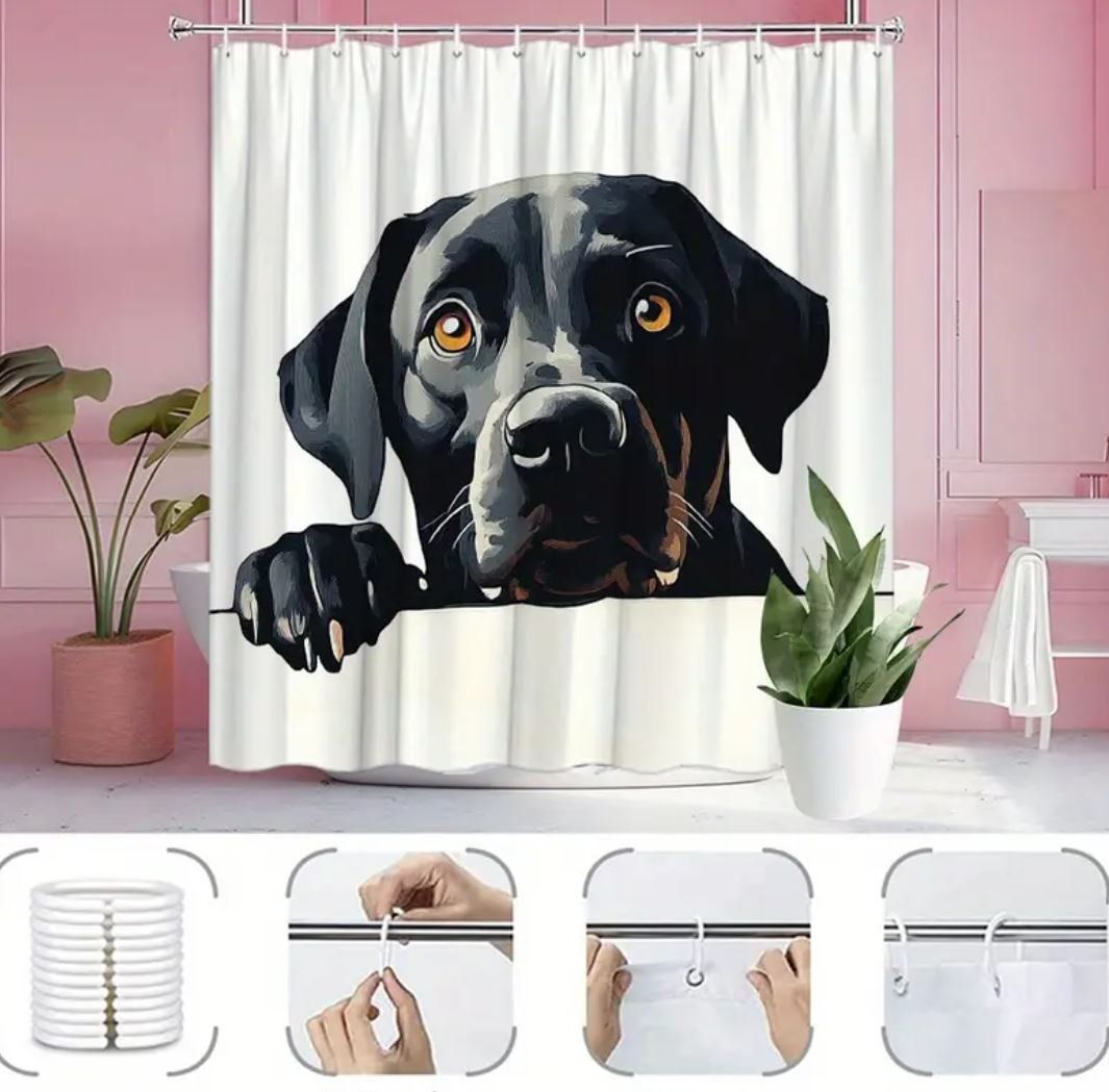 Tende: Duschvorhang schwarzer Labrador 180x180 cm – Nuovo e nell'imballaggio originale da Langenbruck venduto da Gumsi 1