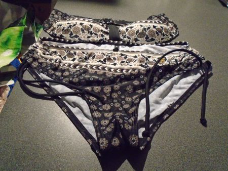 Bikini Grösse 36 A, Jette, schwarz/braun/weisses Muster