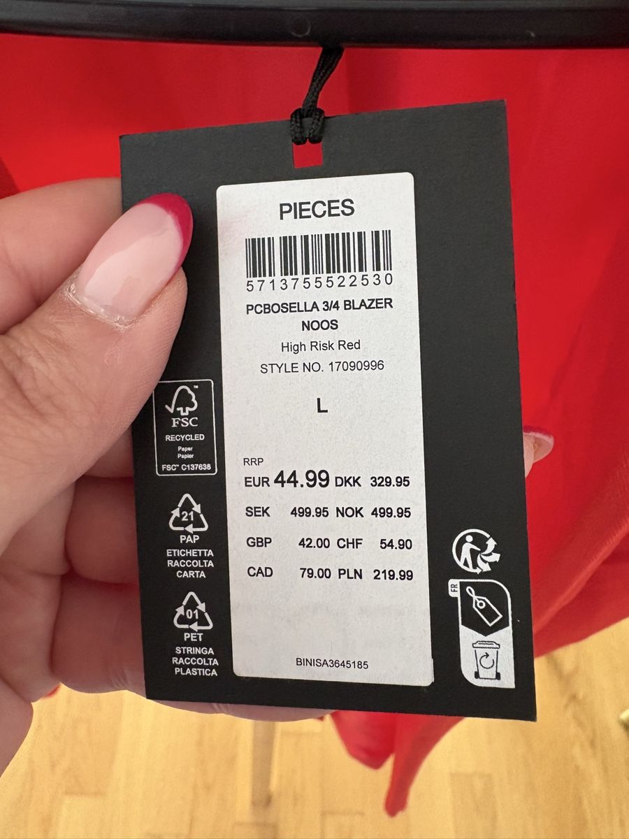 Pieces Giacche: Blazer rouge Pieces neuf, taille L – Nuovo e nell'imballaggio originale da Mont-sur-Lausanne venduto da Melmel83 2