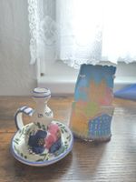 Candlestick with floral design, Brazil souvenir piece