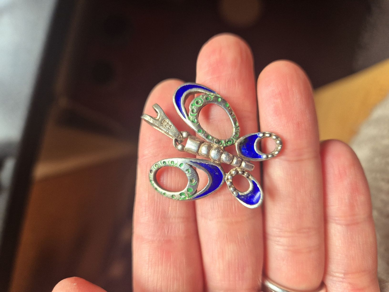 Ciondoli: Retro 925 Silber Emaille Schmetterling Anhänger – Usato da Niederdorf venduto da frau.patchouli 2