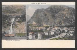 Biasca Cascata S. Petronilla con treno veduta parziale