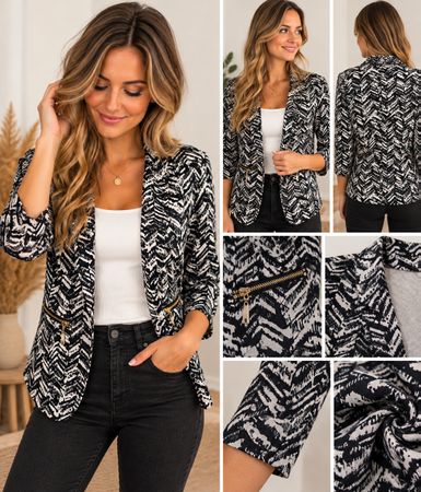 Blazer Zebra schwarz weiss gemustert Grösse S