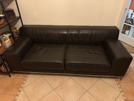 Echtledersofa schwarz zwei-sitzig gebrauchter Zustand