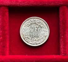 Schweiz 1/2 Silber-Franken 1964 vzgl - unz Stehende Helvetia