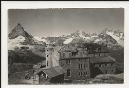 AK 1928 Zermatt Kulmhotel mit Leuten und Matterhorn