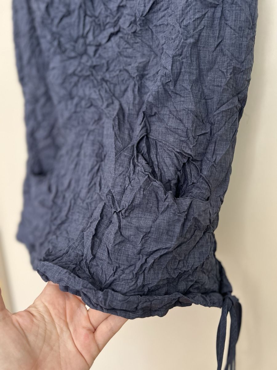 Tops: Carol Young Navy Crinkled Top, Size S – Neu (gemäss Beschreibung) aus Genève von jud_xrl8 2