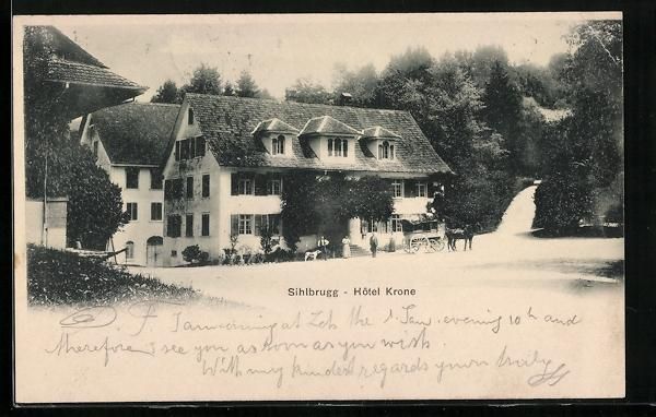 Cartoline postali: AK Sihlbrugg, Hotel Krone – Usato da Berlin venduto da bartko-reher