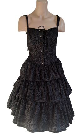 Sommerkleid Partykleid schwarz Gothic WGT Glitzer Rüschen