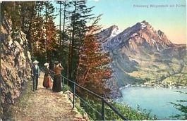 Bürgenstock, Felsenweg mit Pilatus