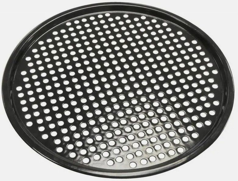 2 Pizzableche Aus Carbonstahl - Perforiert, Antihaftbeschichtet, 33 Cm Rund