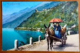 Ticino - In via per la Città - Femmes sur une charette 1936