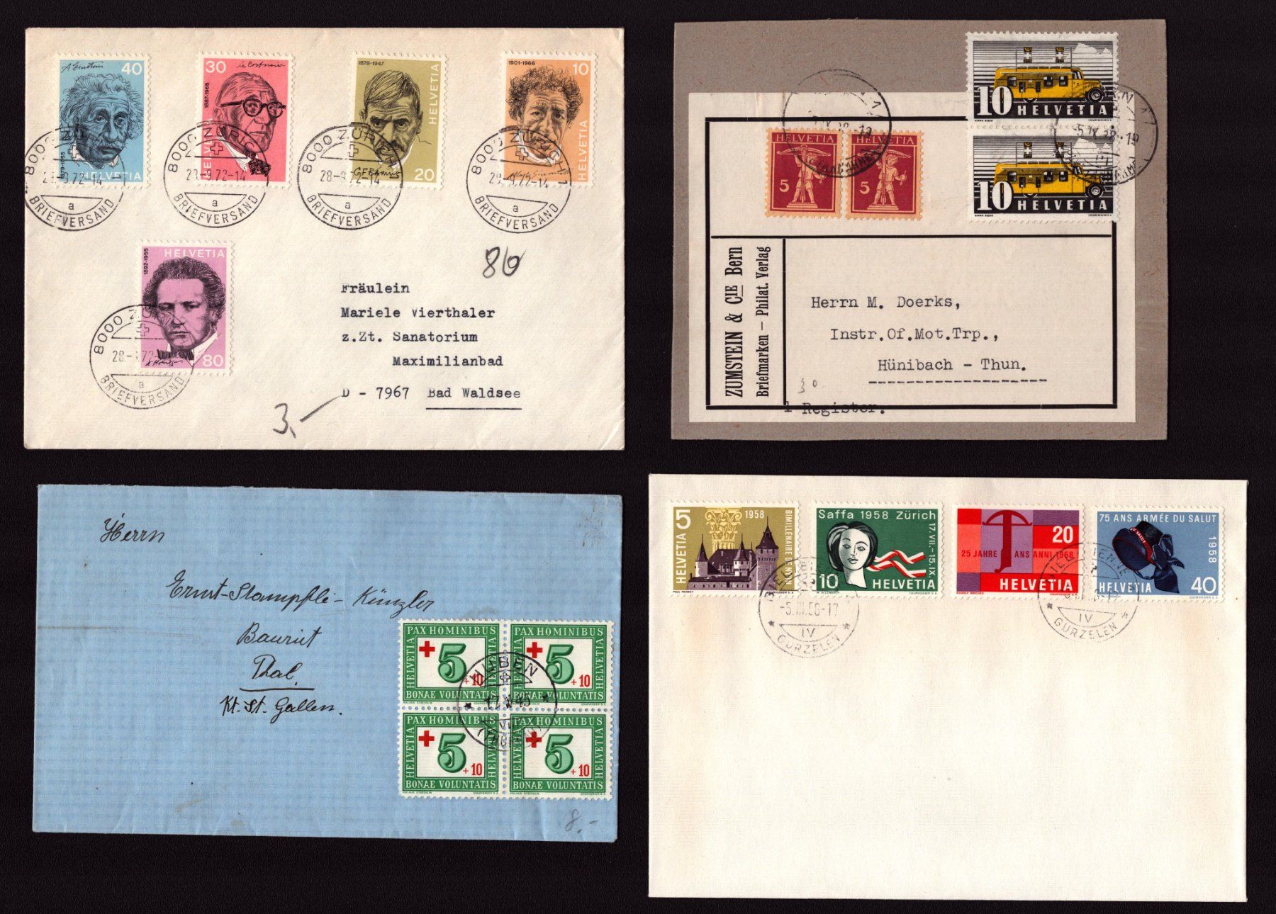 Tutti i francobolli: Lot de 4 enveloppes diverses – Usato da Delémont venduto da Silte