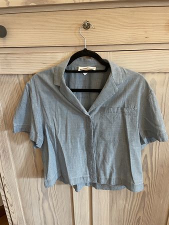 Armedangels Bluse blau kurzarm 100% Bio-Baumwolle Grösse S