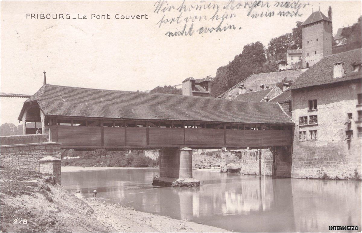 Cartes postales: Fribourg // Le Pont Couvert // ca. 1920 – D'occasion à Basel par intermezzo12
