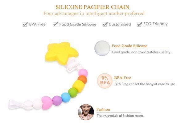 Succhiotti & catenelle porta ciuccio: clip aus Silikon 53mm Stern – Nuovo (secondo la descrizione) da Alpnachstad venduto da perlengaby 2