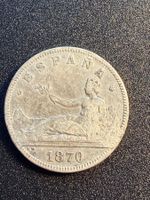 2 Pesetas 1870 Spanien - Silber 835/1000 - 10 Gramm