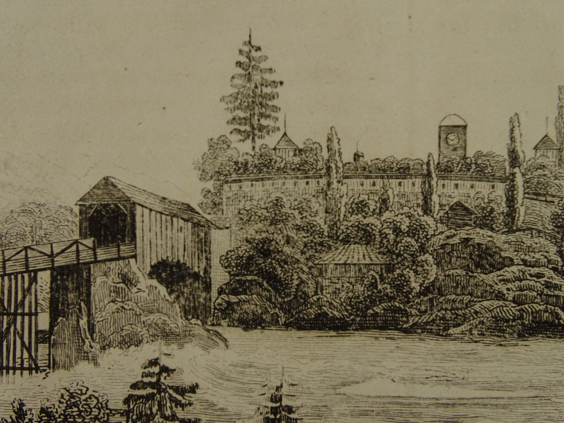 Incisioni: REICHENAU, GRAUBÜNDEN, STAHLSTICH 1836 – Usato da Grüningen venduto da Kartensammler 3