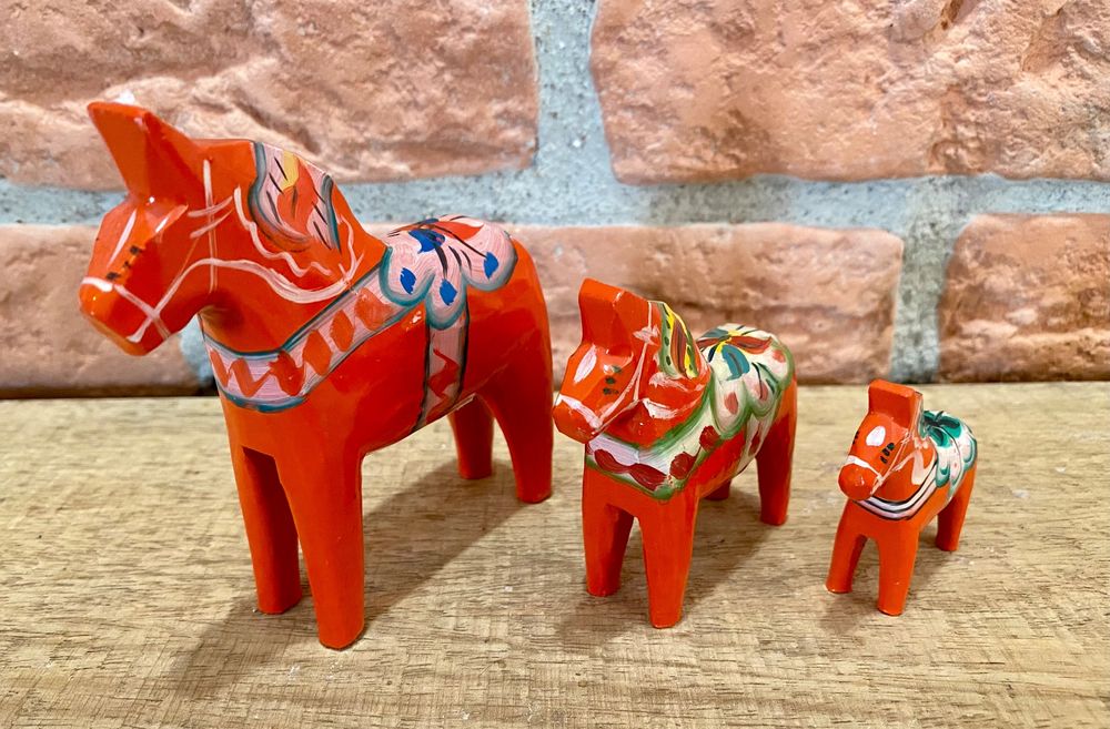 INOOMP Dalapferd Holz Figuren - Schwedische Pferde Deko Für Wohnzimmer