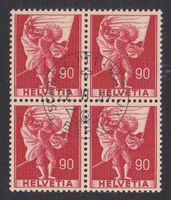 1958  ERSTTAG  Viererblock  90Rp. Deutsch TOP  Zustand
