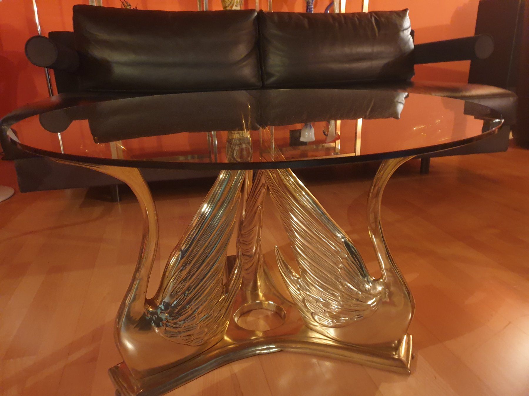 Tische: Art Deco Brass Swan Coffee Table – Gebraucht aus rebstein von spacy73 2