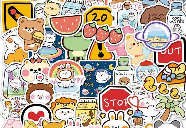 50 Stk. Sticker/Aufkleber - Süsse Kawaii Tiere (Neu und ...
