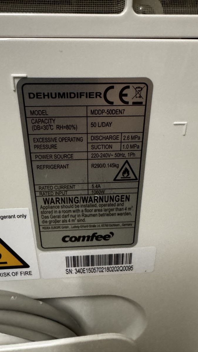 Comfee Luftentfeuchter: Luftentfeuchter Comfee MDDP-50DEN7 raumklima entfeuchter – Gebraucht aus Kaltbrunn von meppi123 3