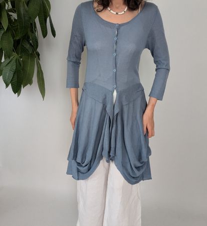 Strickjacke aus Leinen  Damen blau Grösse S 